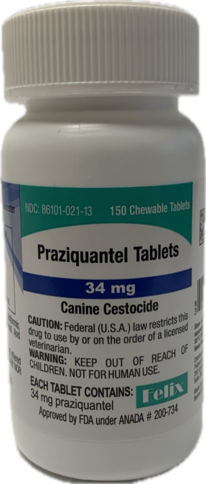 PRAZIQUANTEL 34MG CHEWABLE TABS